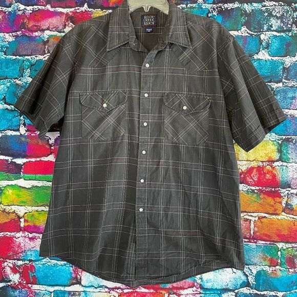Vintage Other - Vintage Rock Creek Ranch Short Sleeve Pearl Snap Button Up Shirt 16.5 Regular